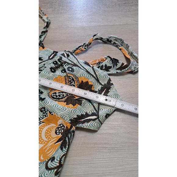 By Anthropologie Halter/Bra Slim Midi Dress Sz 8 Mint Green Floral Peekaboo Side - Picture 12 of 14